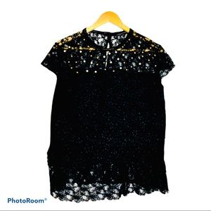 ✨ZARA BLACK HALF TRANSPARENT BLACK BLOUSE